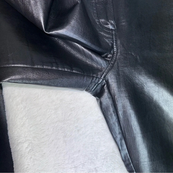 Aritzia Wilfred Melina Black Vegan Faux Leather Straight Pants 10 High‎ Waisted - Picture 12 of 16